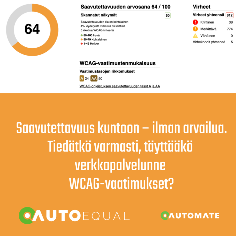 Kuvassa esimerkki QAutoEQualin tuottamasta raportista